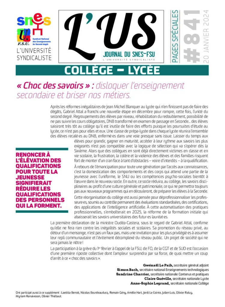 SNES-FSU Syndicat National Des Enseignements De Second Degré