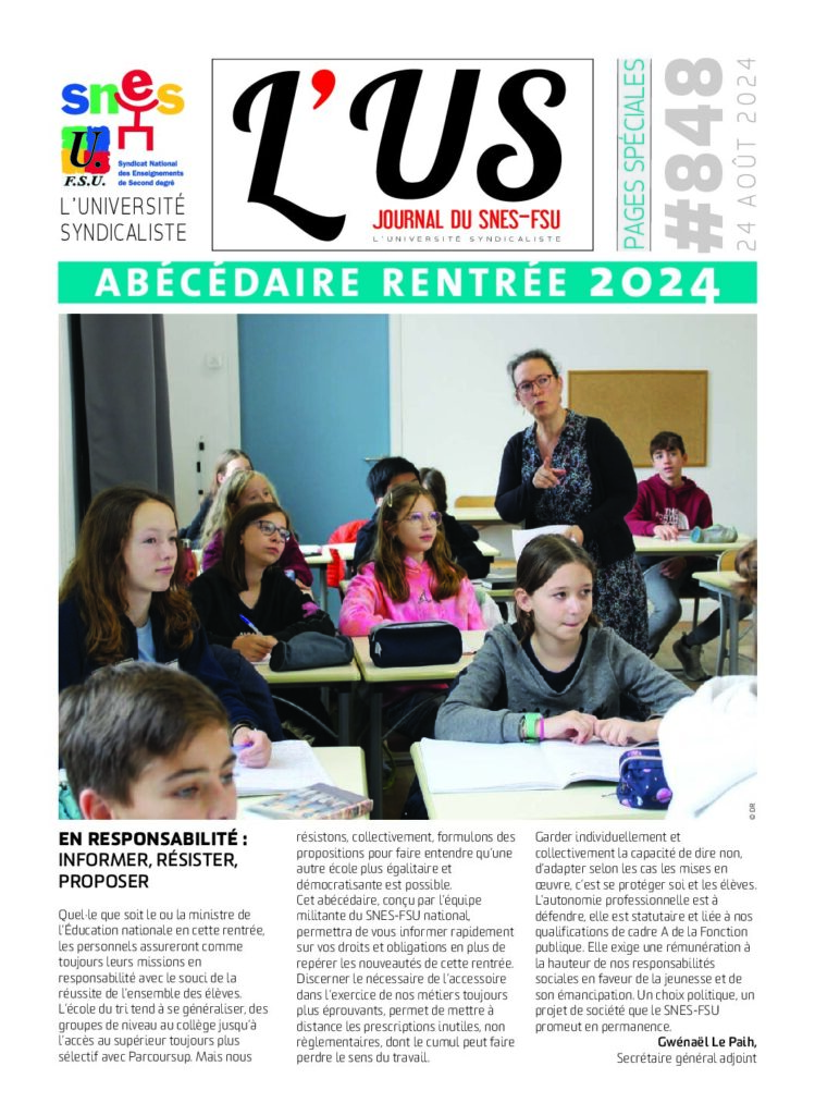 Abécédaire rentrée 2024 – Supplément de l’US n°848