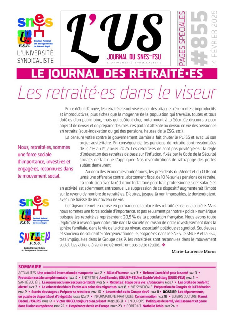 Retraités – Supplément de l’US n°855